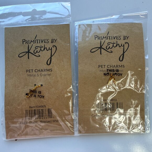 Primitives By Kathy Pet Charms Metal Enamel Fur Kid & Rescued Who Design - Picture 4 of 4